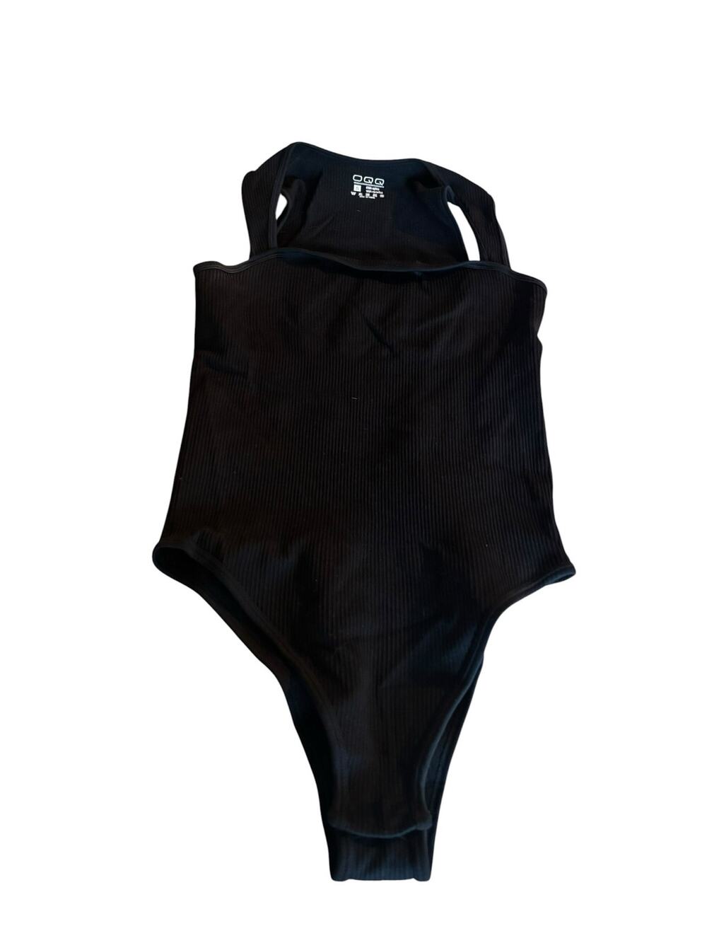 OQQ Black Ribbed Bodysuit Size S